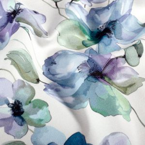 Tissu French Terry - fleurs bleus legeres