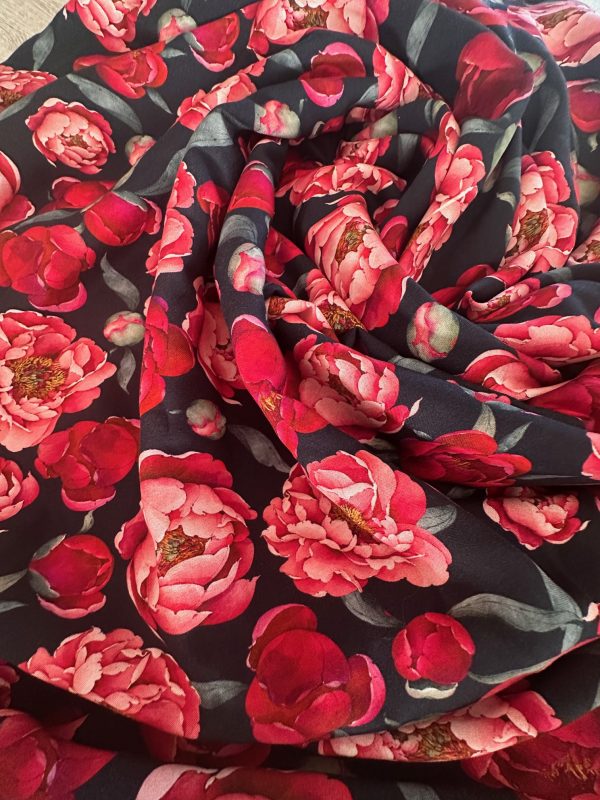 Tissu viscose "PIVOINE"  fleurs – Image 3