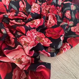 Tissu viscose "PIVOINE"  fleurs