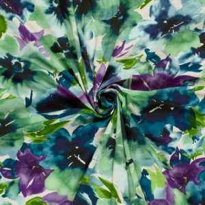Tissu French Terry - fleurs aquarelles